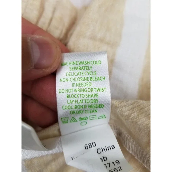 Lilly Pulitzer Dress Womens Large Tan White Striped Racerback‎ Smocked 26719 - Picture 6 of 14